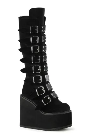 SWING-815 Black Vegan Suede Knee Boot