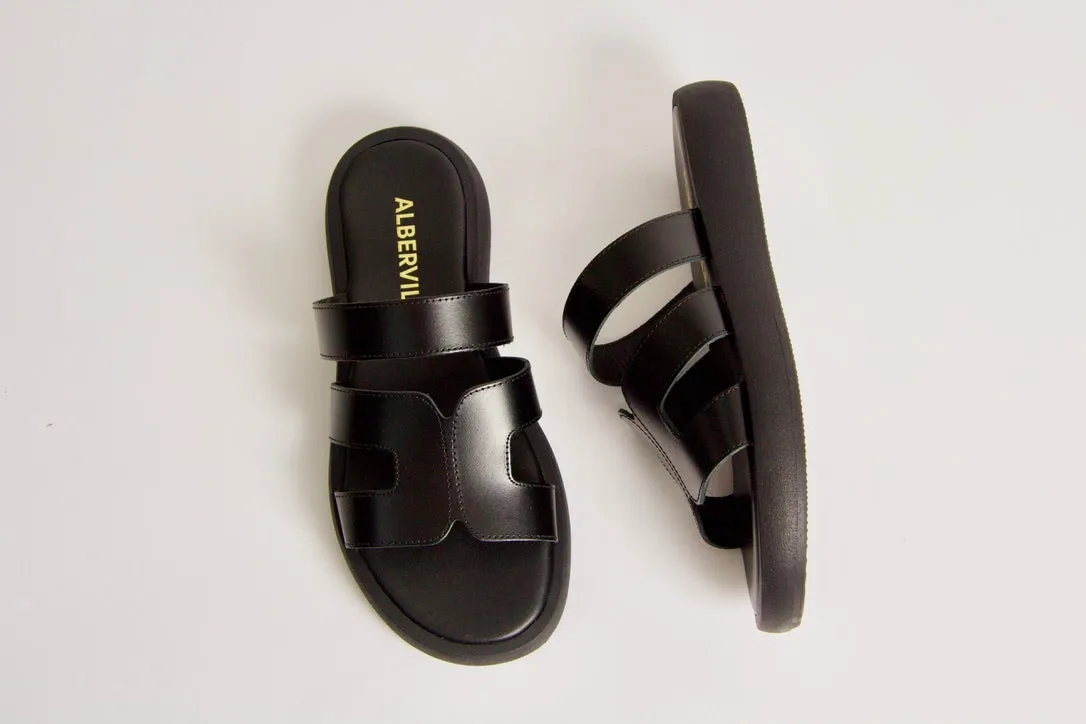 Tammy Black Leather Sandals