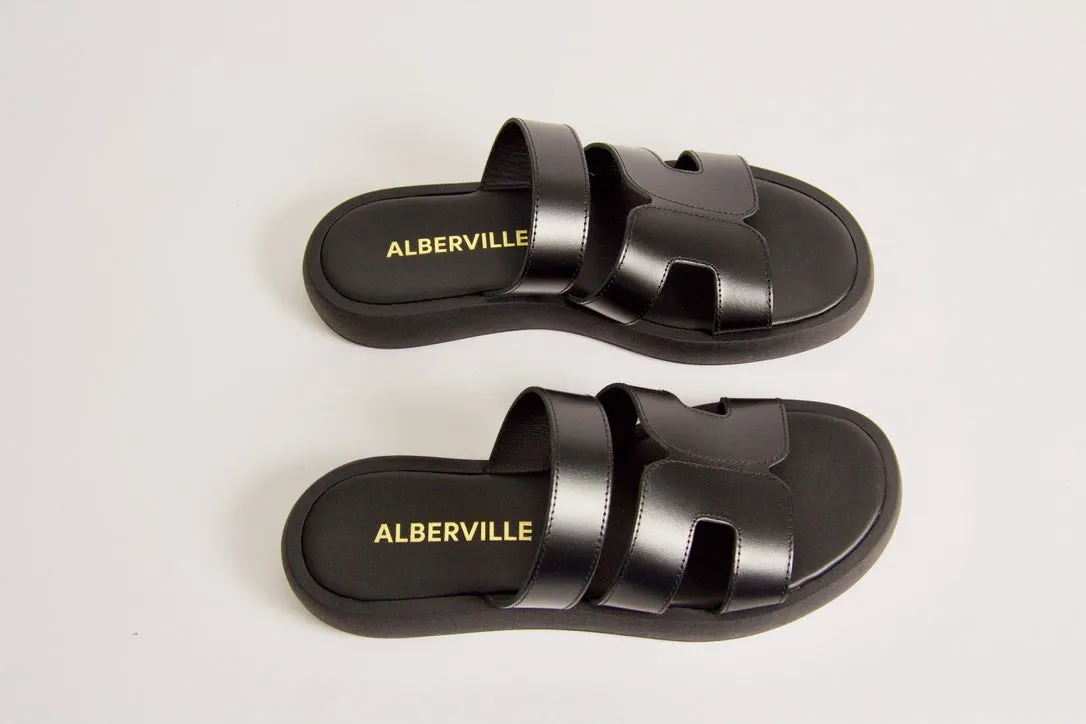 Tammy Black Leather Sandals