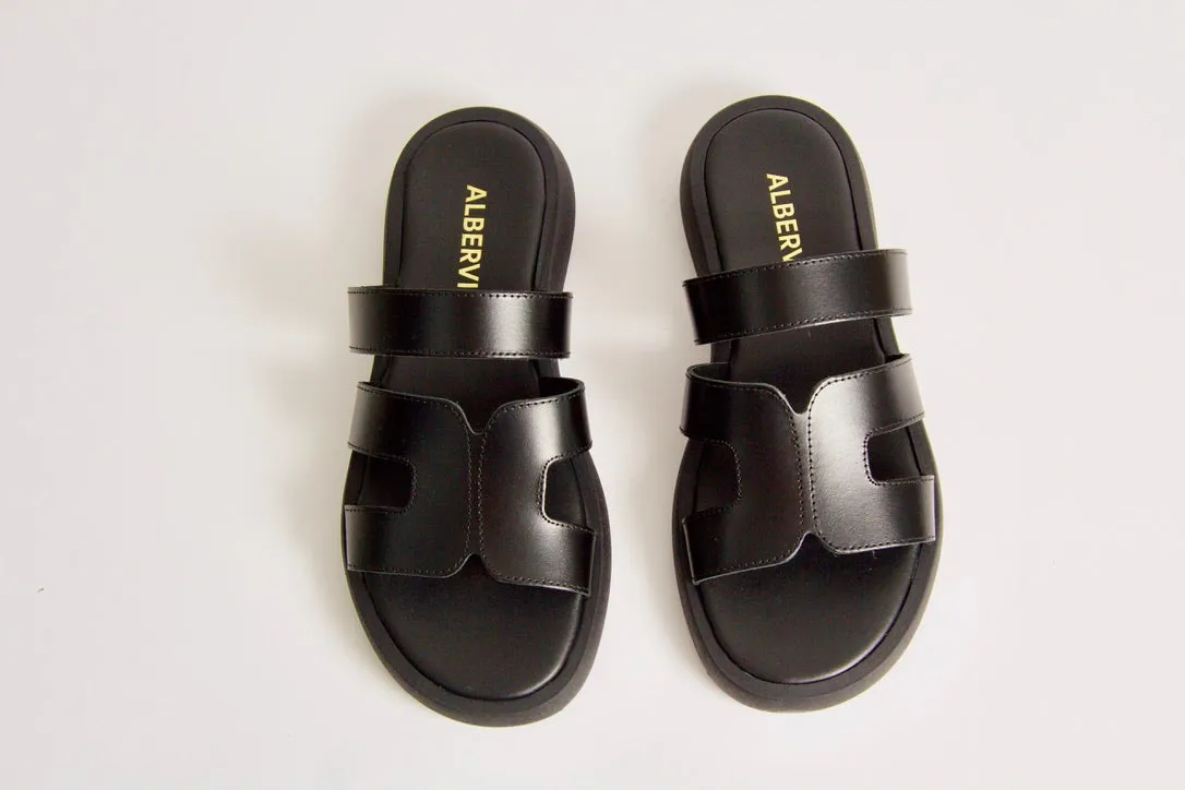 Tammy Black Leather Sandals