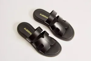 Tammy Black Leather Sandals