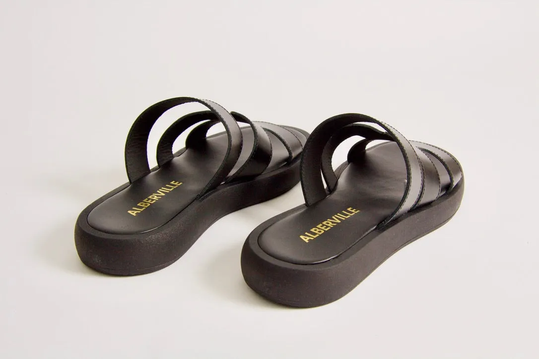 Tammy Black Leather Sandals