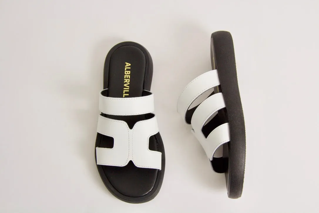 Tammy White Leather Sandals