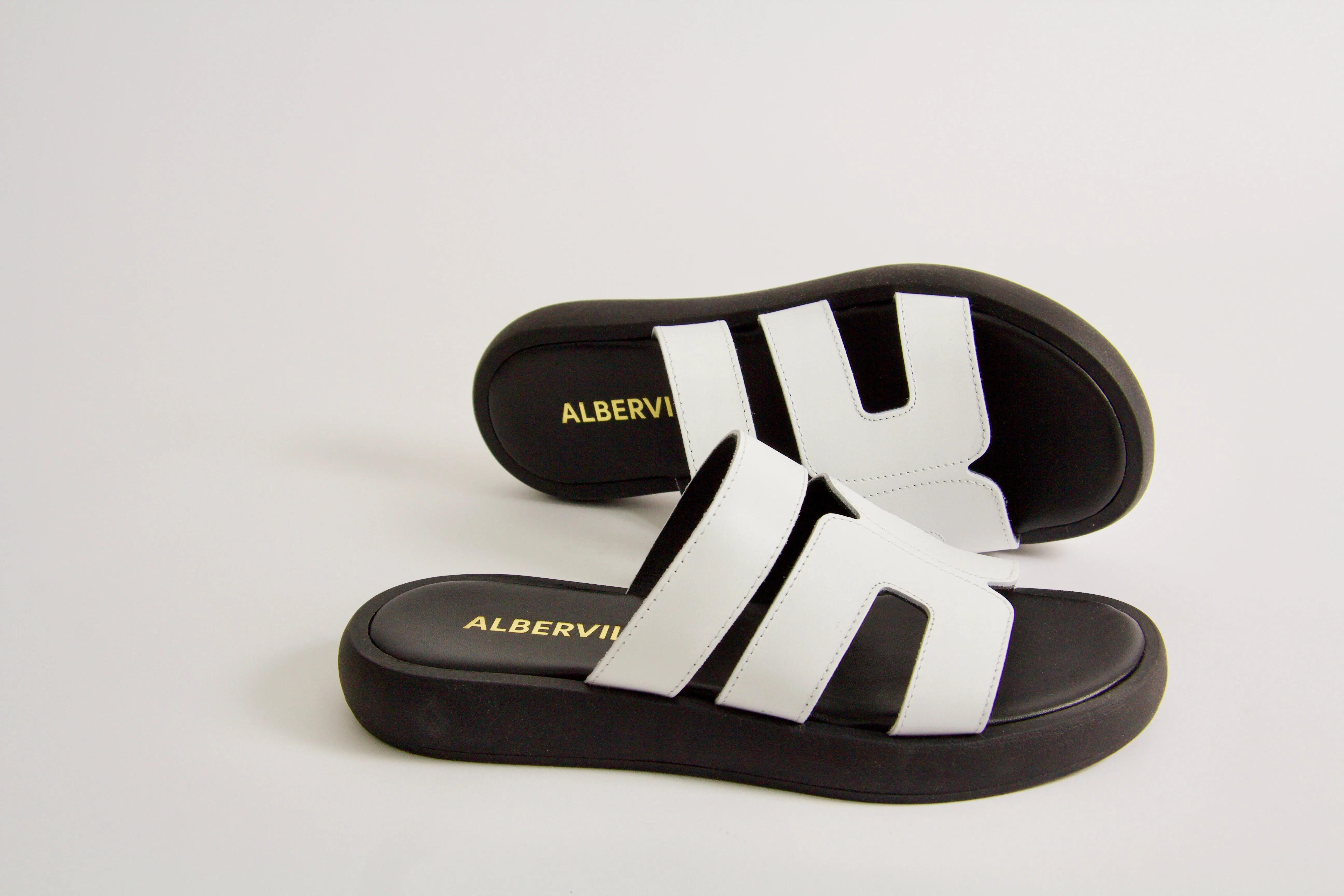 Tammy White Leather Sandals
