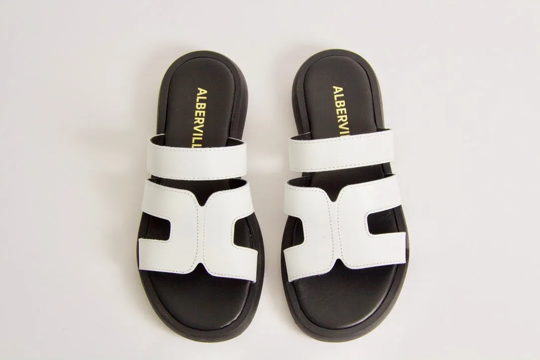 Tammy White Leather Sandals