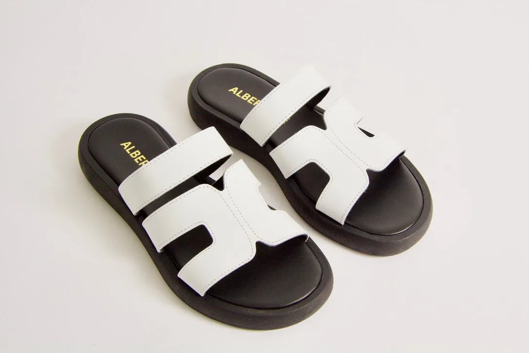 Tammy White Leather Sandals