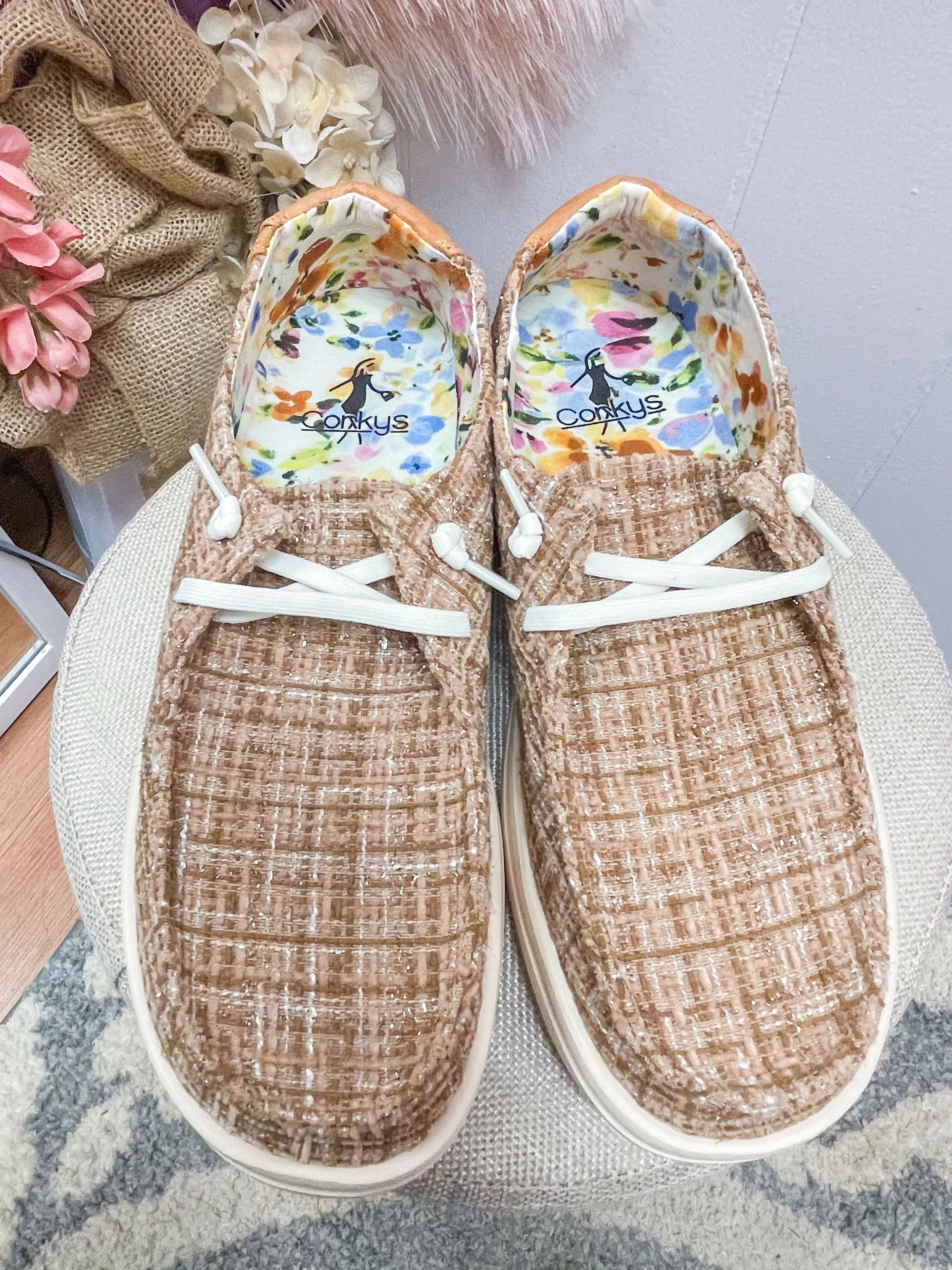 Tan Tweed Loafers
