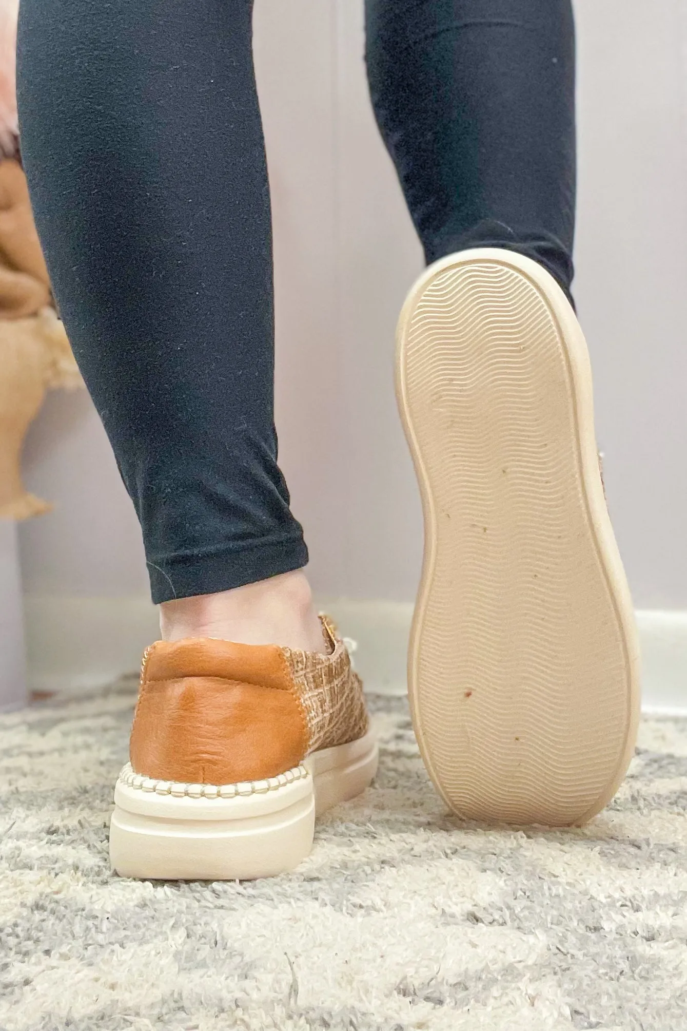 Tan Tweed Loafers