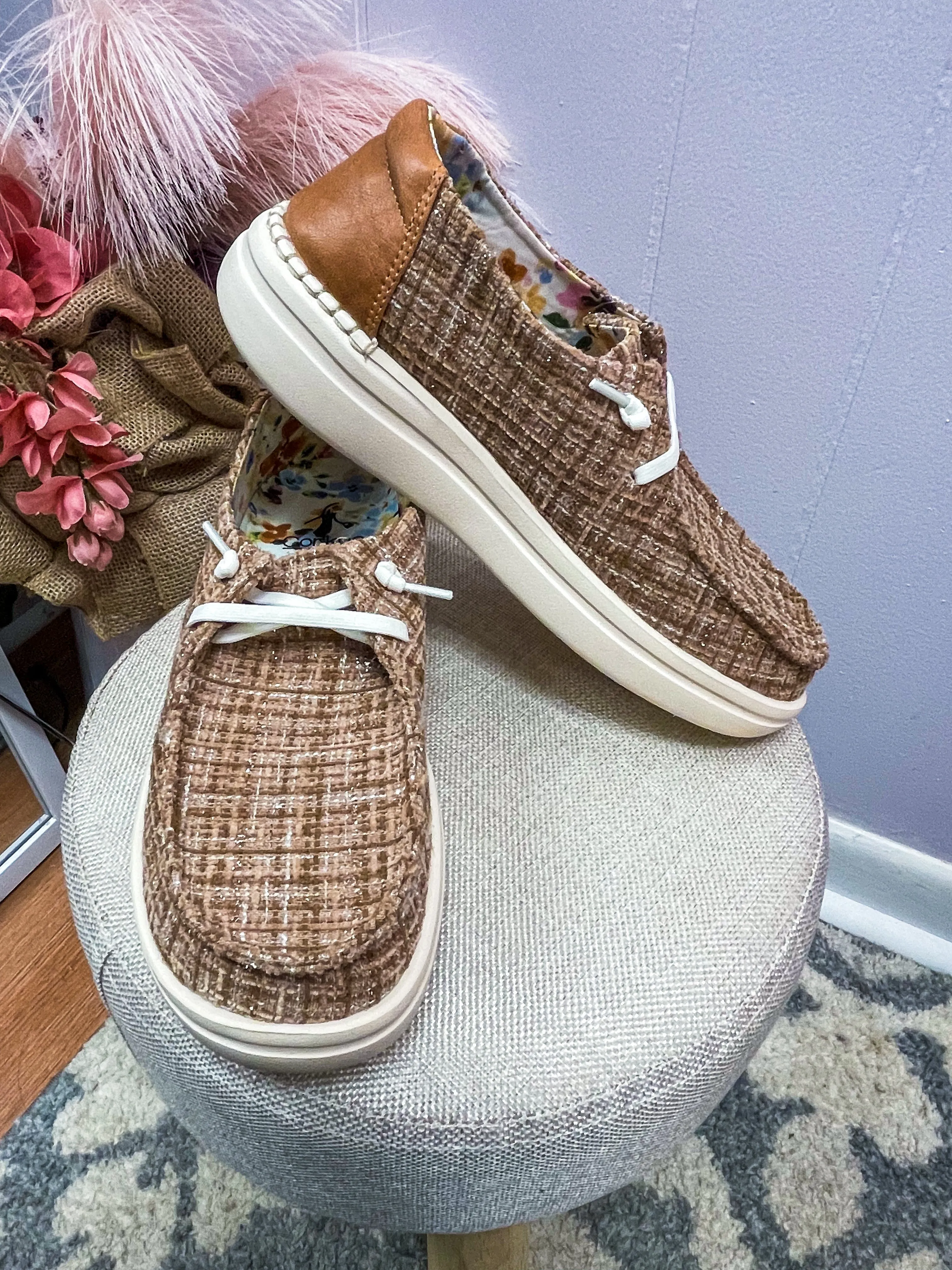 Tan Tweed Loafers