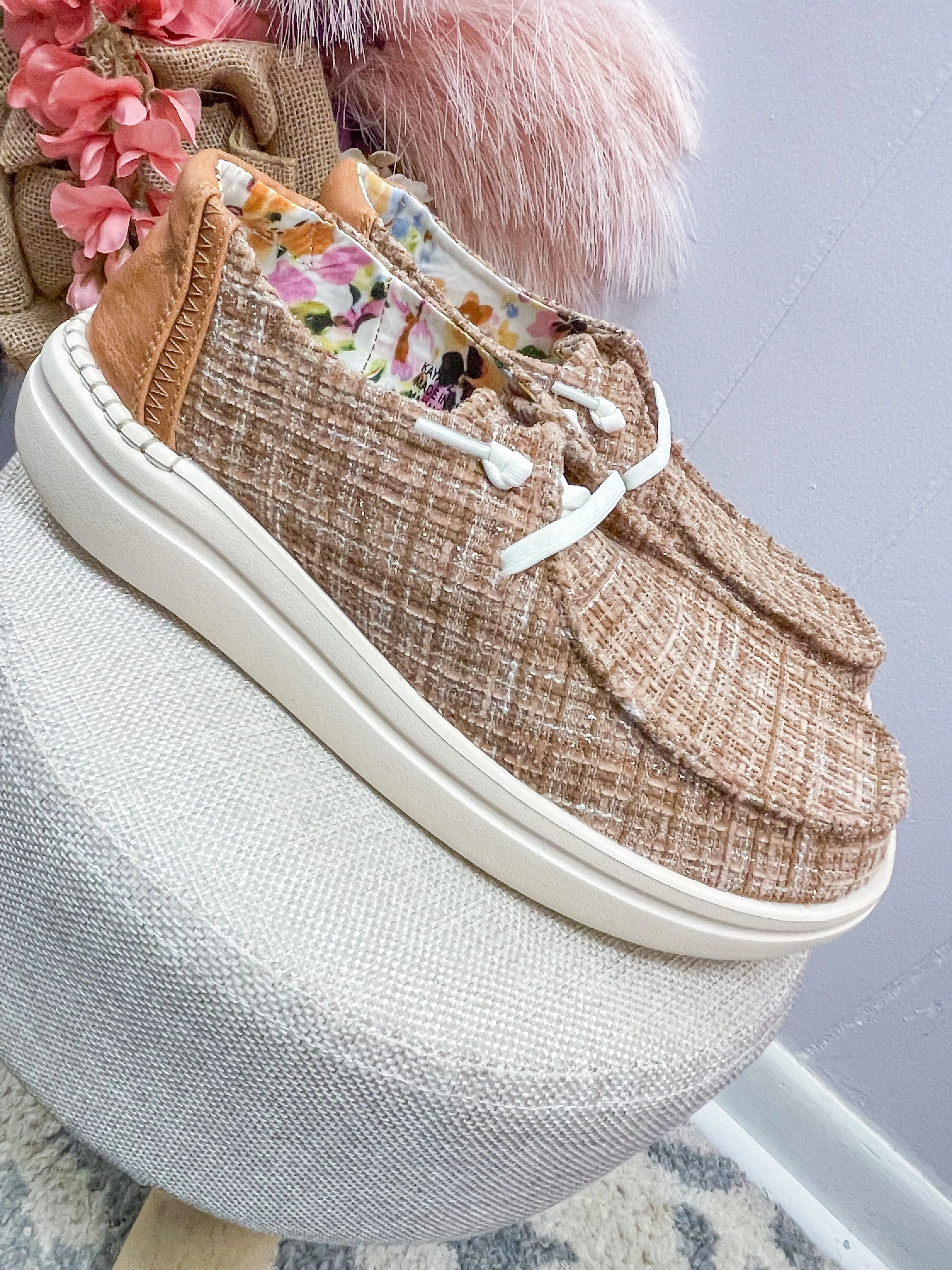 Tan Tweed Loafers
