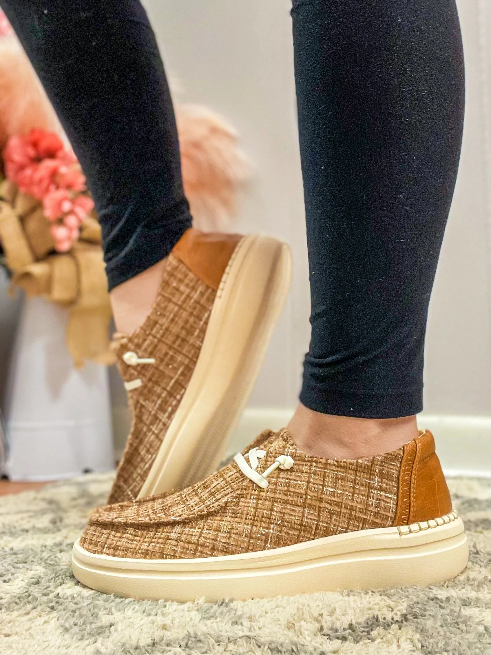 Tan Tweed Loafers
