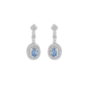 Tanzanite and Diamond Fashion Dangle Earrings in 10K White Gold