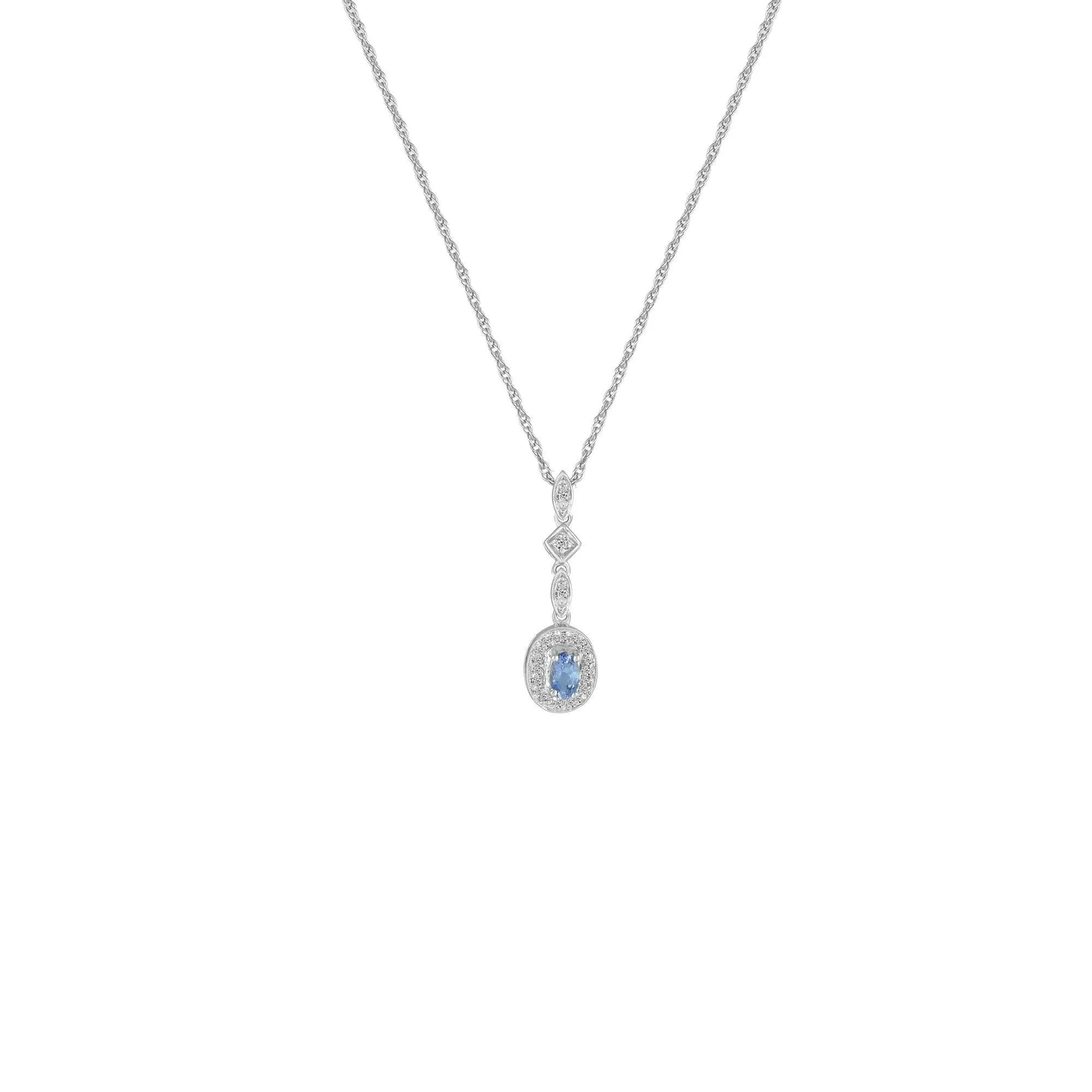 Tanzanite and Diamond Fashion Drop Pendant in 10K White Gold