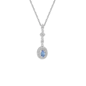 Tanzanite and Diamond Fashion Drop Pendant in 10K White Gold
