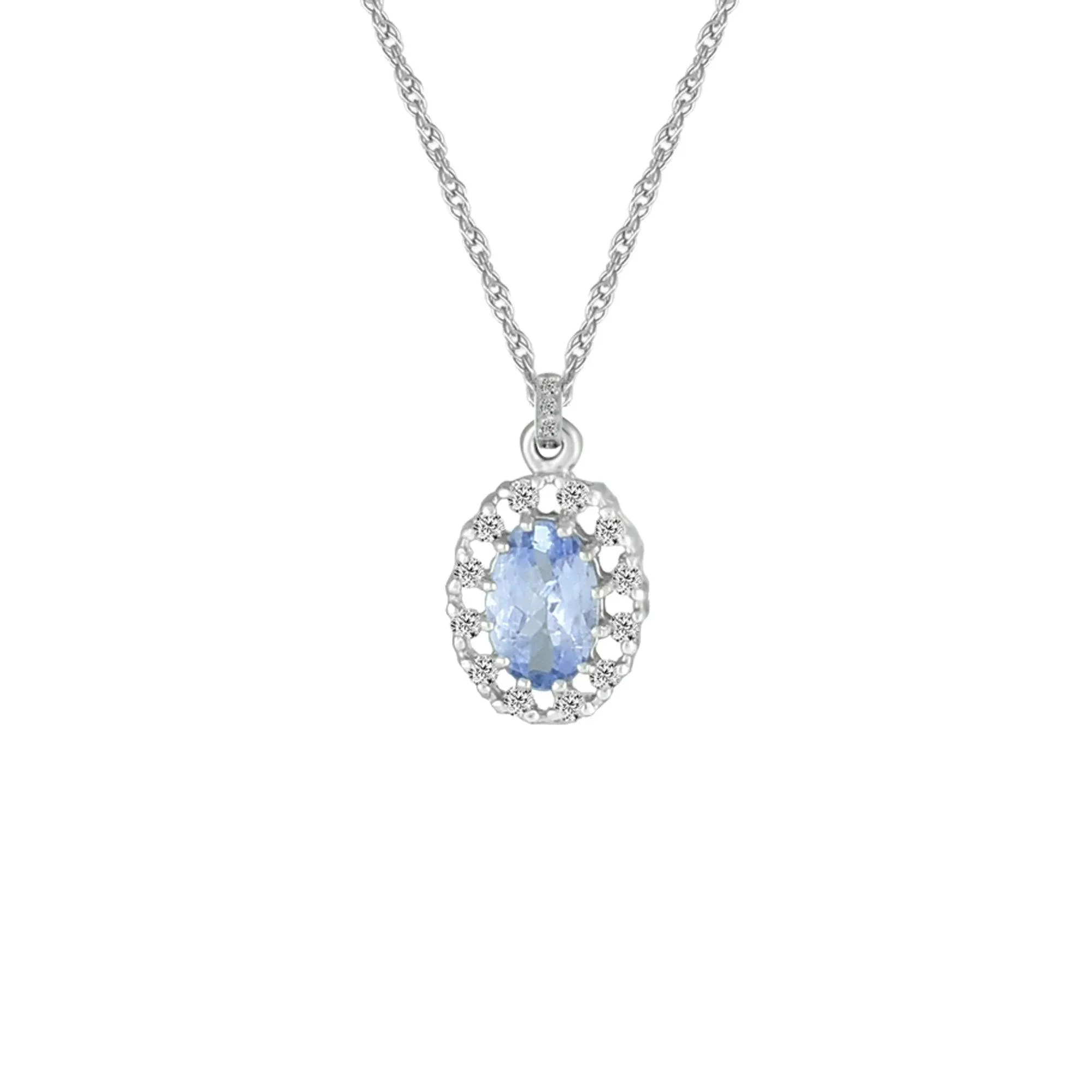 Tanzanite and Diamond Fashion Pendant in 10K White Gold