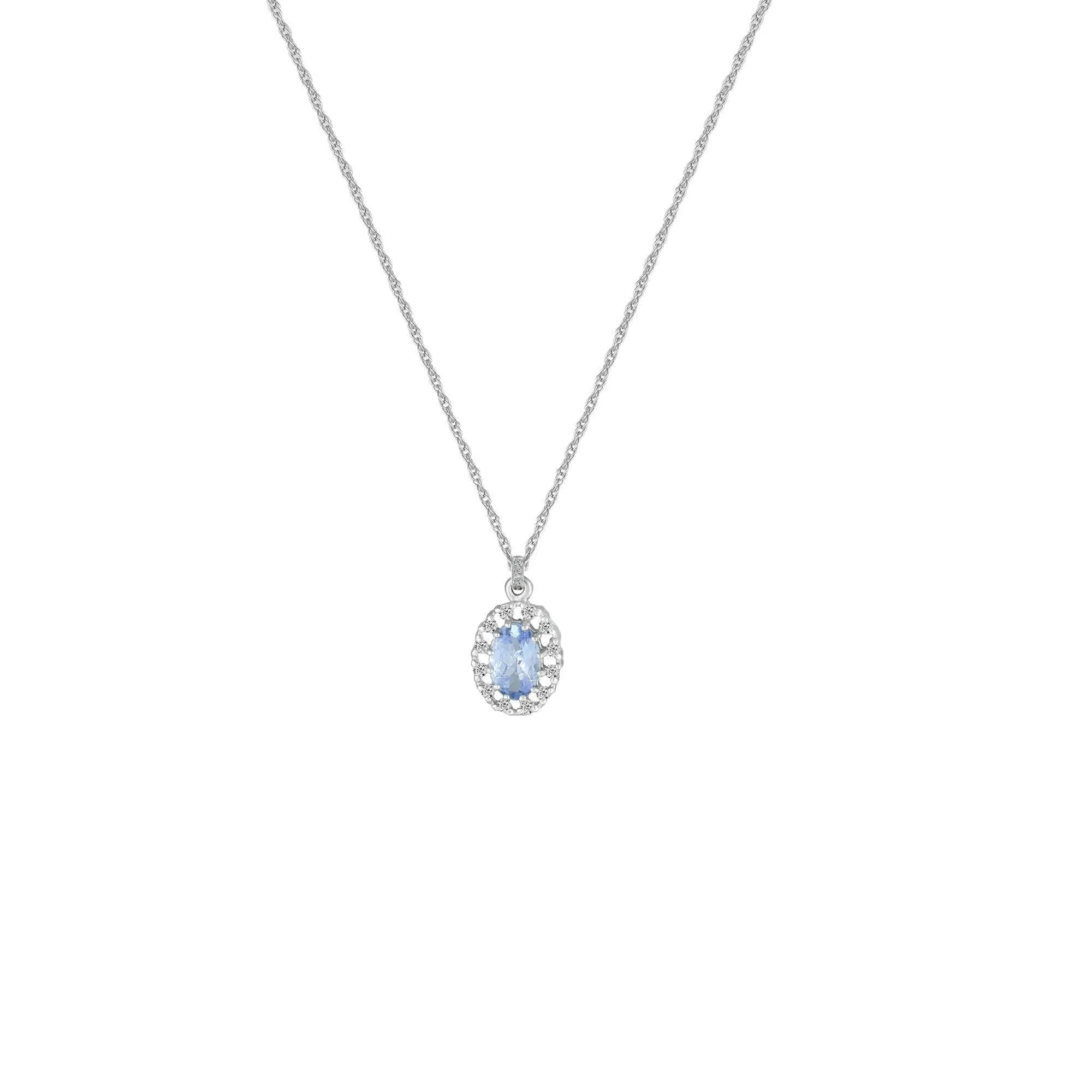 Tanzanite and Diamond Fashion Pendant in 10K White Gold