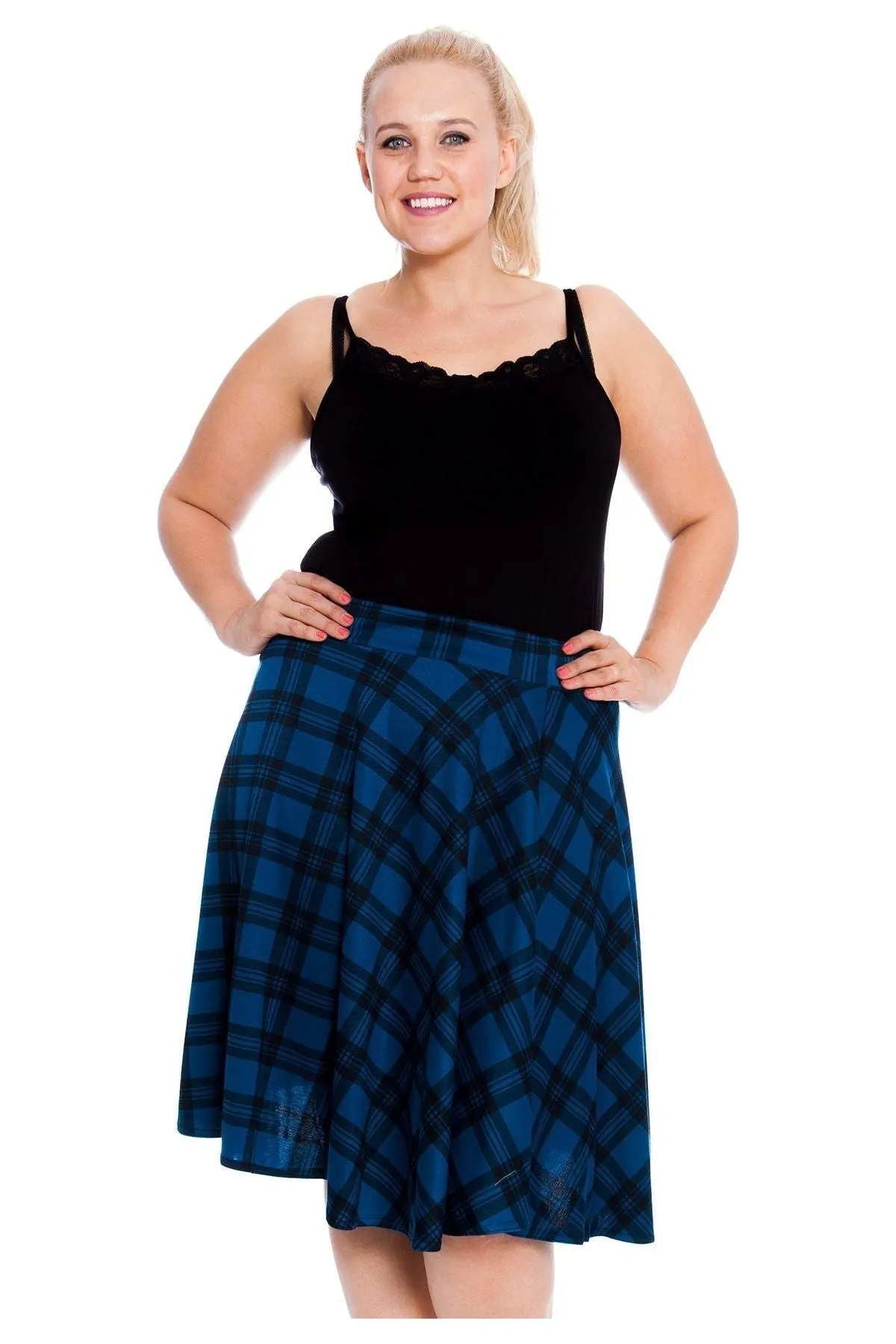 Tartan Elastic Waist Skirt – Flared Skater Style
