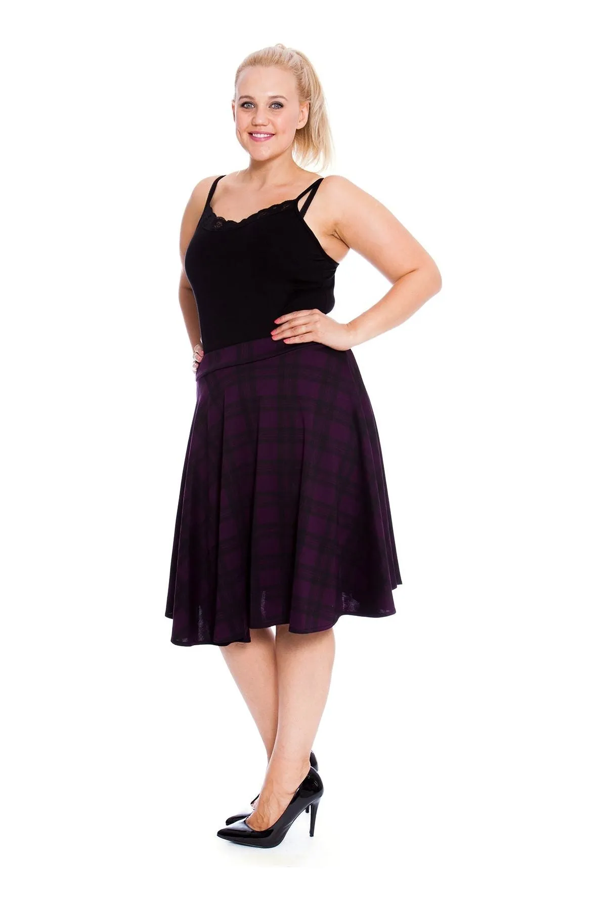 Tartan Elastic Waist Skirt – Flared Skater Style