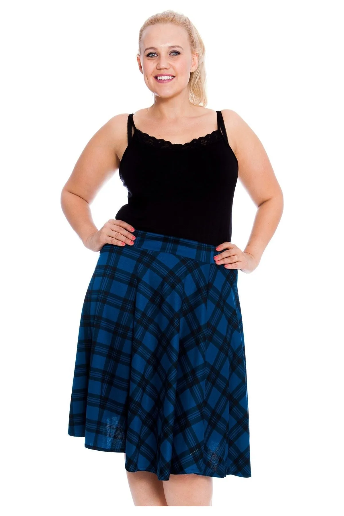 Tartan Elastic Waist Skirt – Flared Skater Style