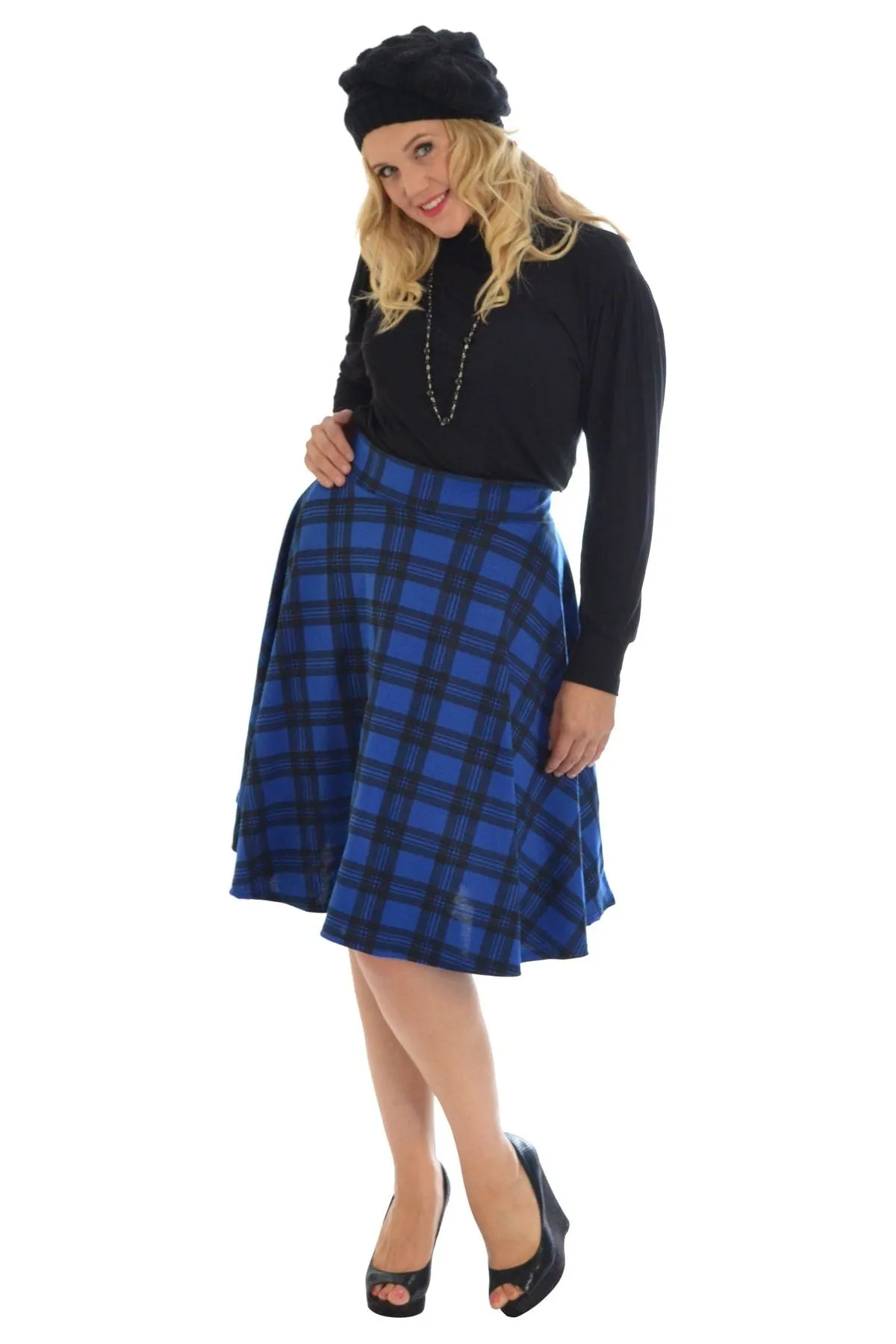 Tartan Elastic Waist Skirt – Flared Skater Style