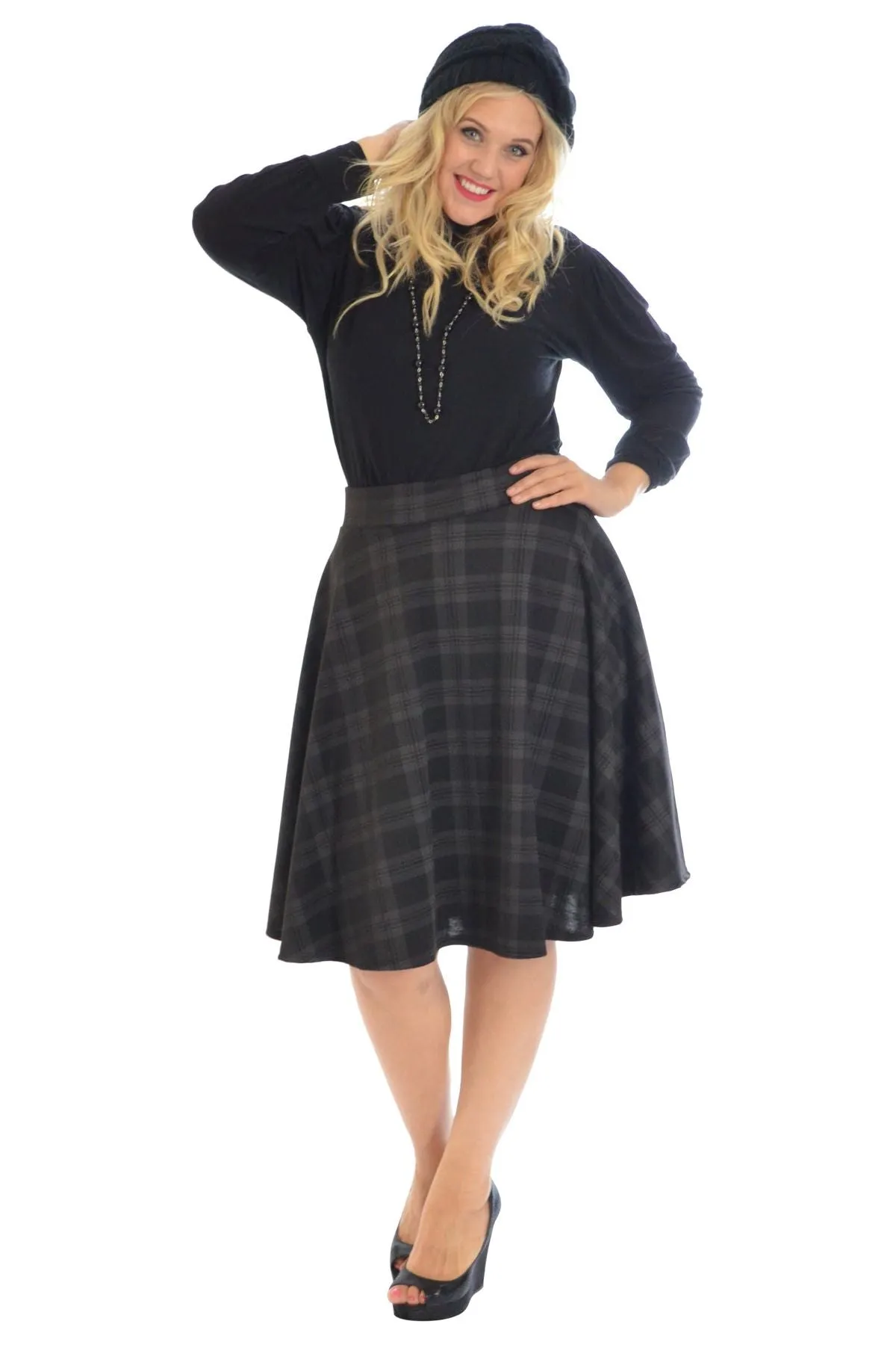 Tartan Elastic Waist Skirt – Flared Skater Style