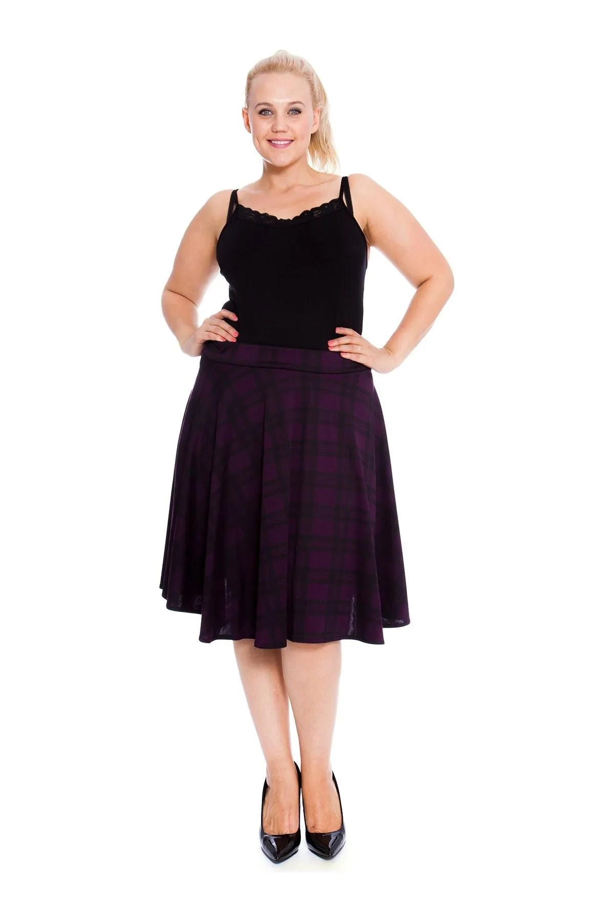 Tartan Elastic Waist Skirt – Flared Skater Style