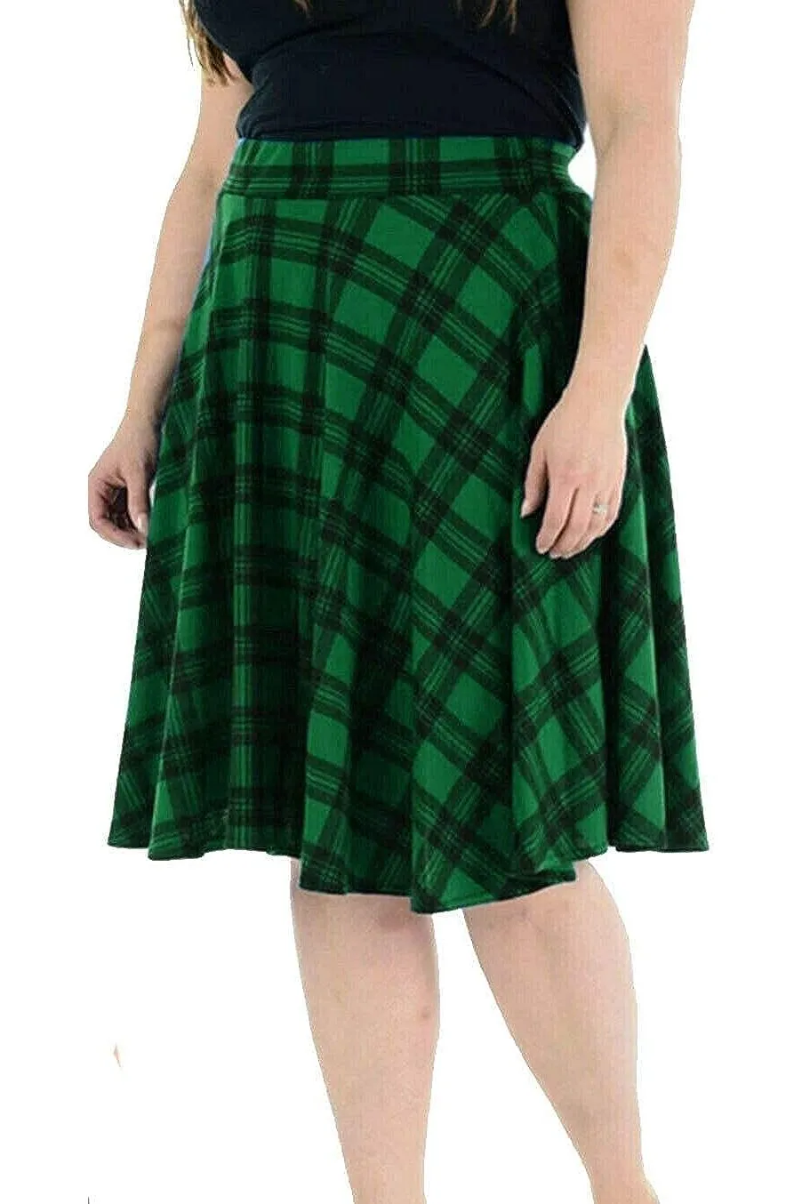 Tartan Elastic Waist Skirt – Flared Skater Style