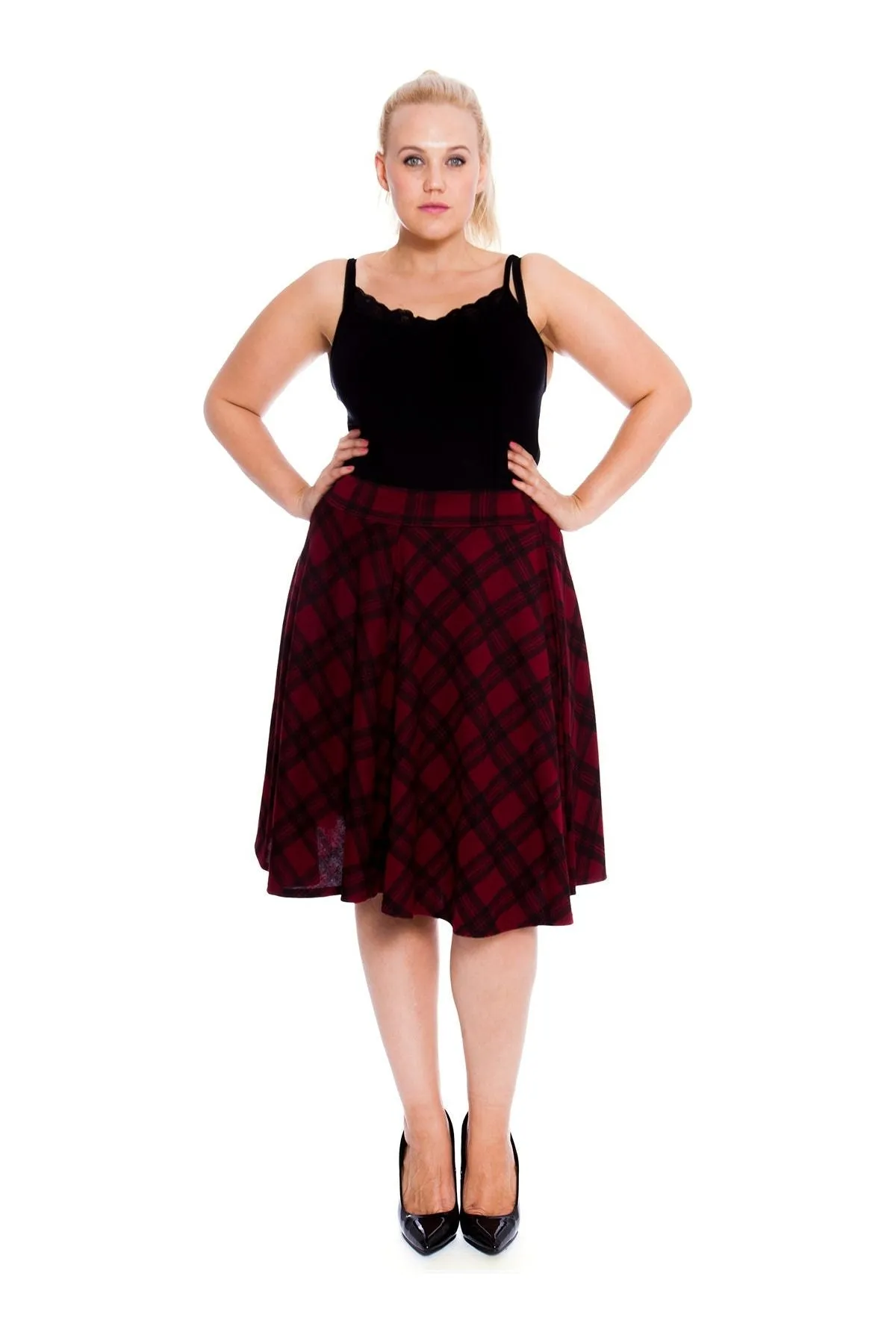 Tartan Elastic Waist Skirt – Flared Skater Style