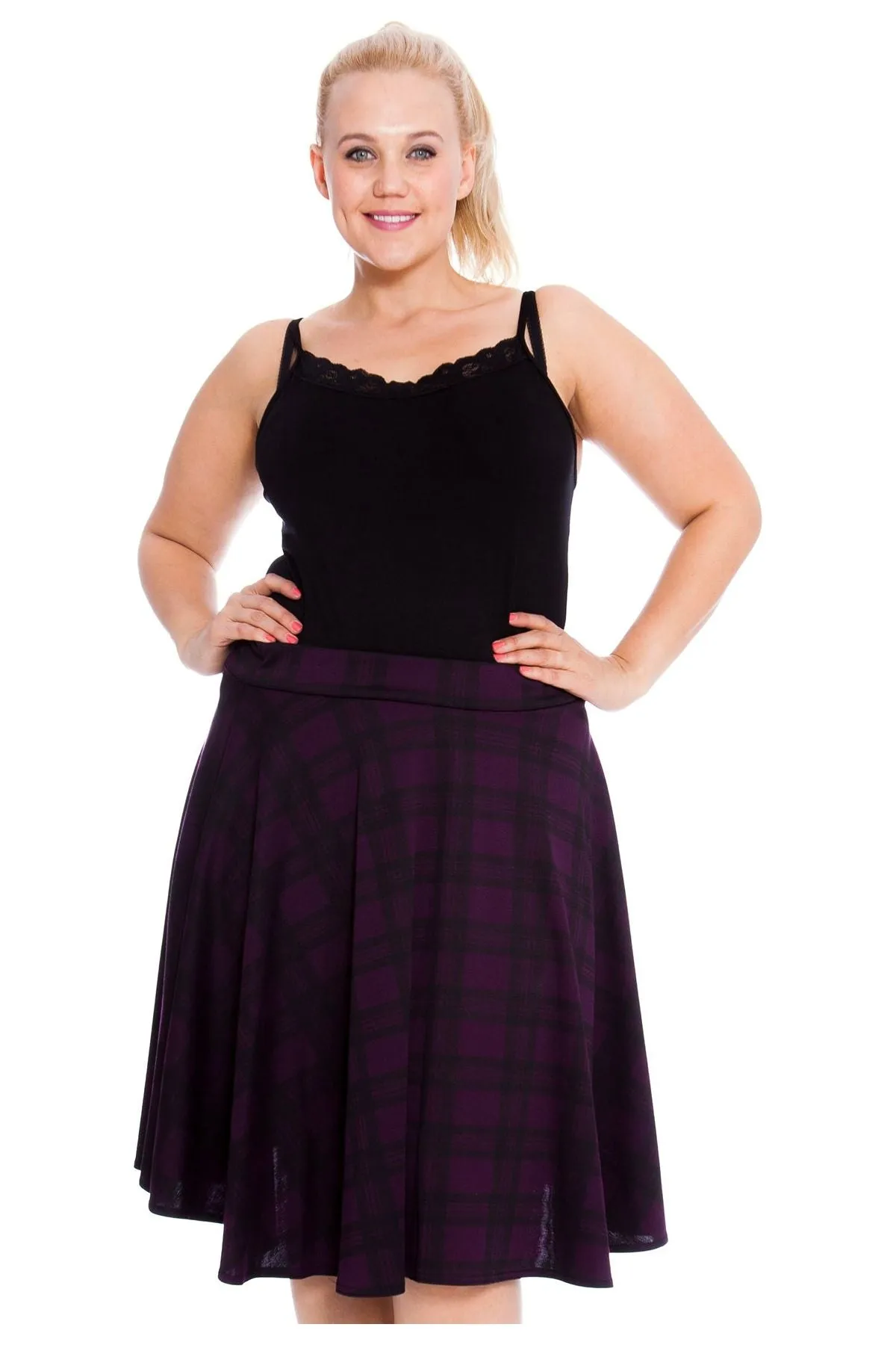 Tartan Elastic Waist Skirt – Flared Skater Style