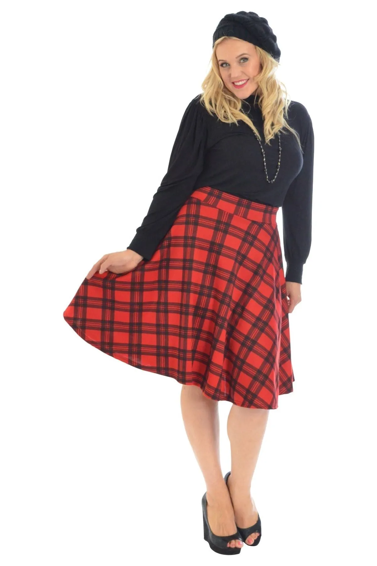 Tartan Elastic Waist Skirt – Flared Skater Style