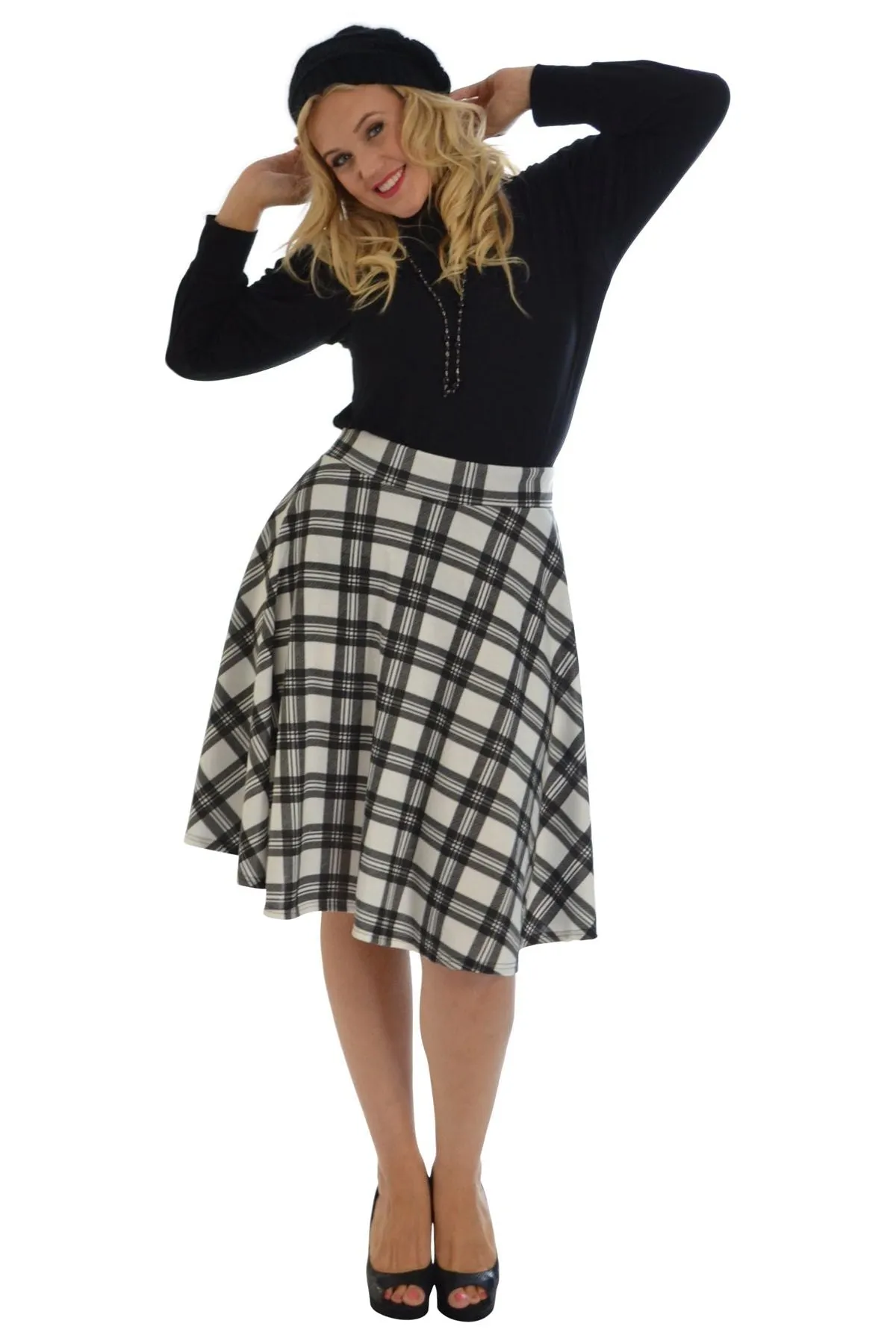 Tartan Elastic Waist Skirt – Flared Skater Style