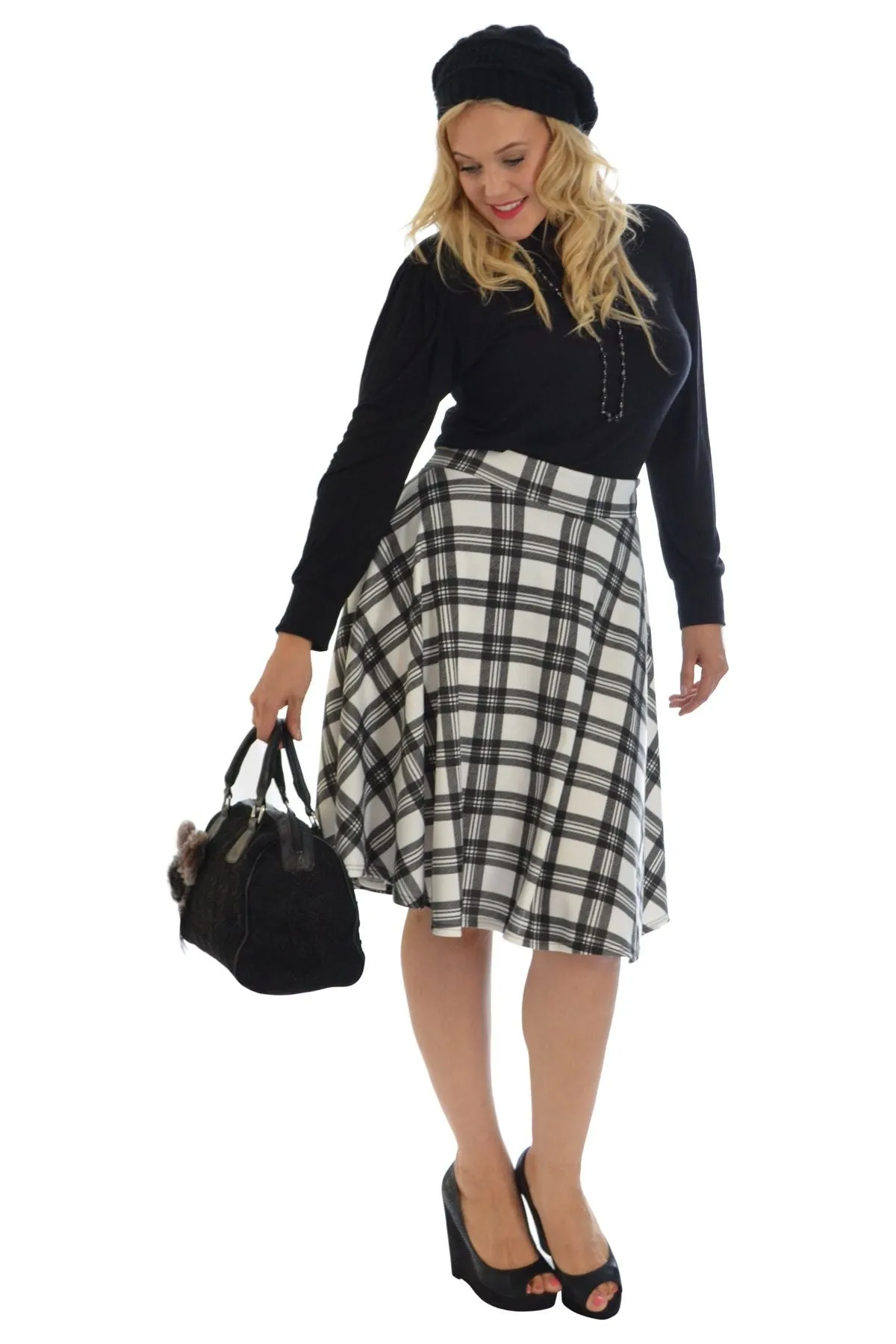 Tartan Elastic Waist Skirt – Flared Skater Style