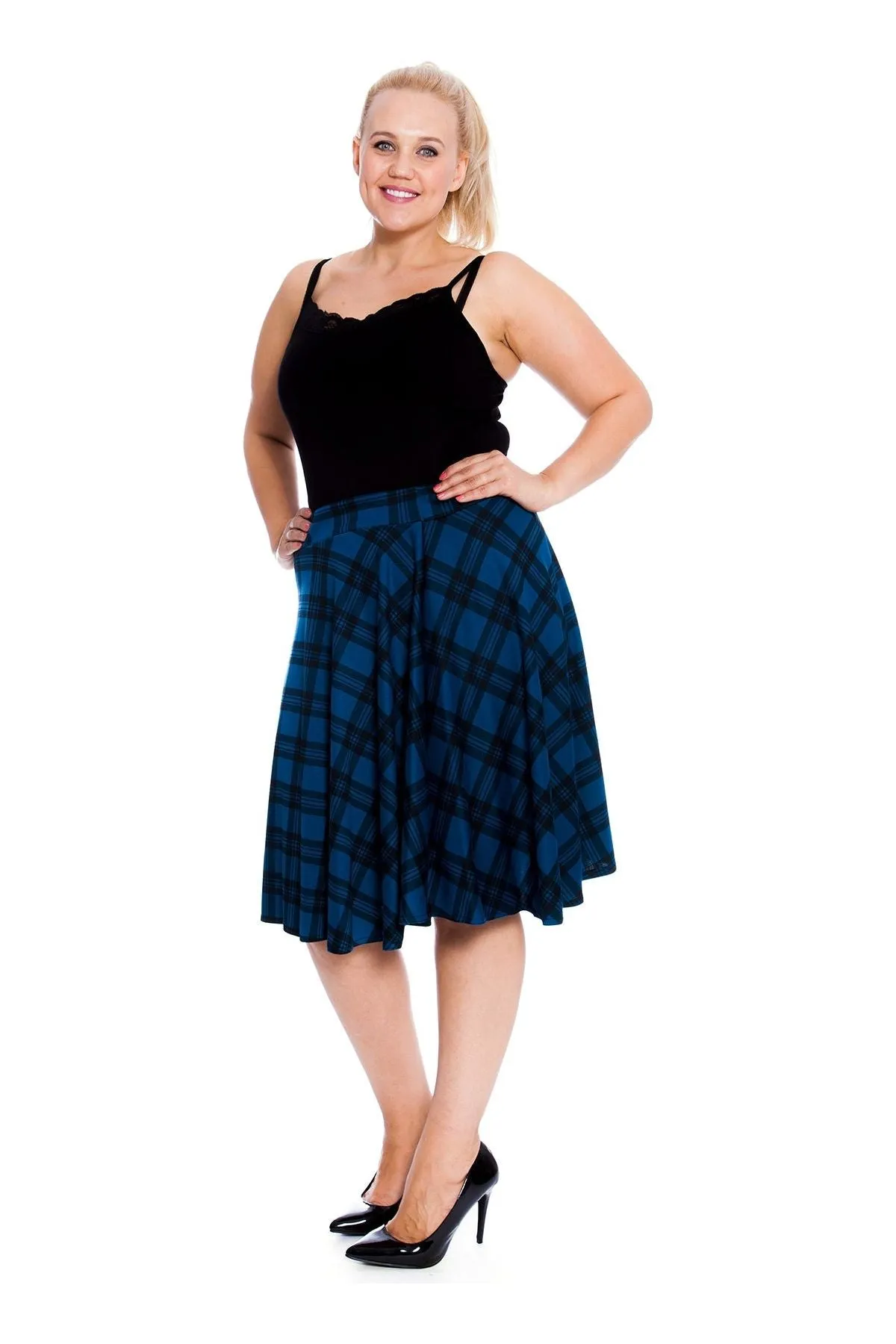 Tartan Elastic Waist Skirt – Flared Skater Style