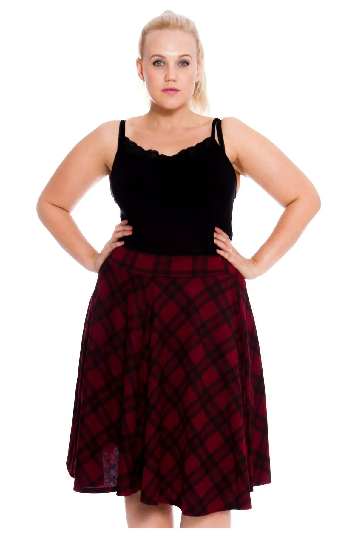 Tartan Elastic Waist Skirt – Flared Skater Style