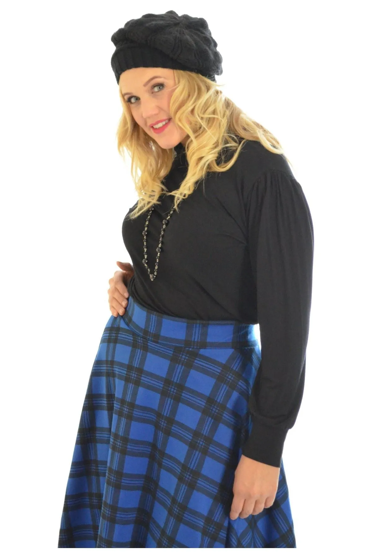 Tartan Elastic Waist Skirt – Flared Skater Style
