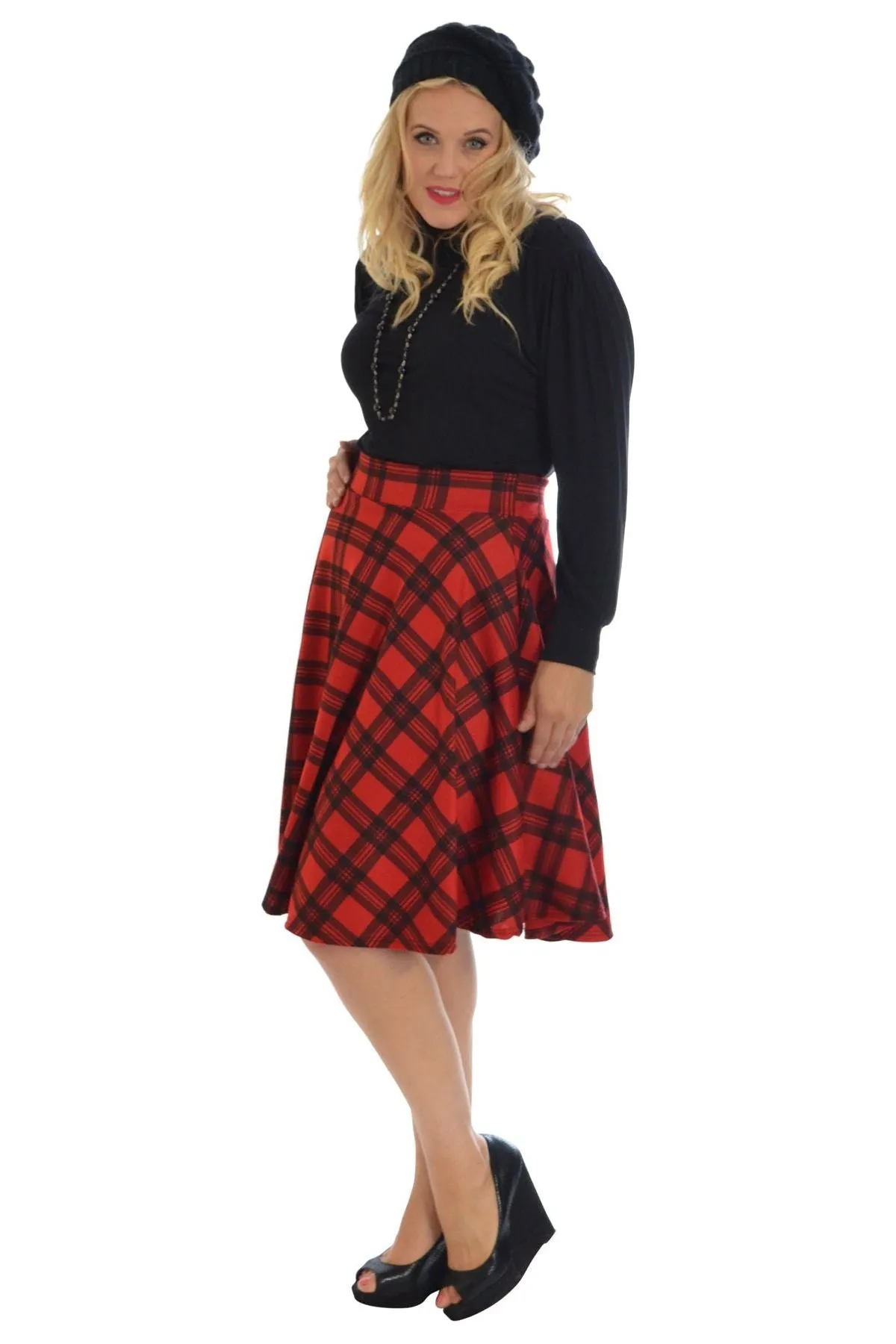 Tartan Elastic Waist Skirt – Flared Skater Style