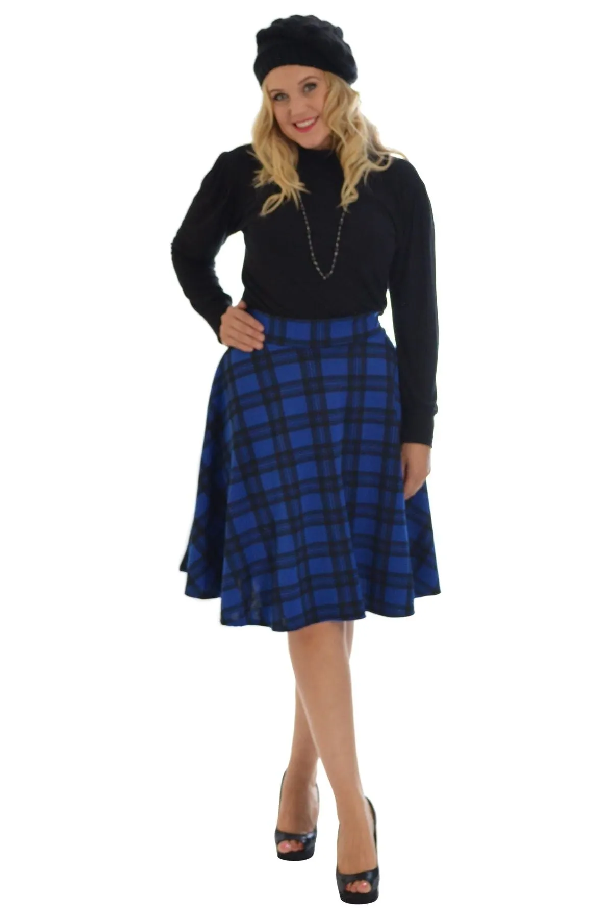 Tartan Elastic Waist Skirt – Flared Skater Style