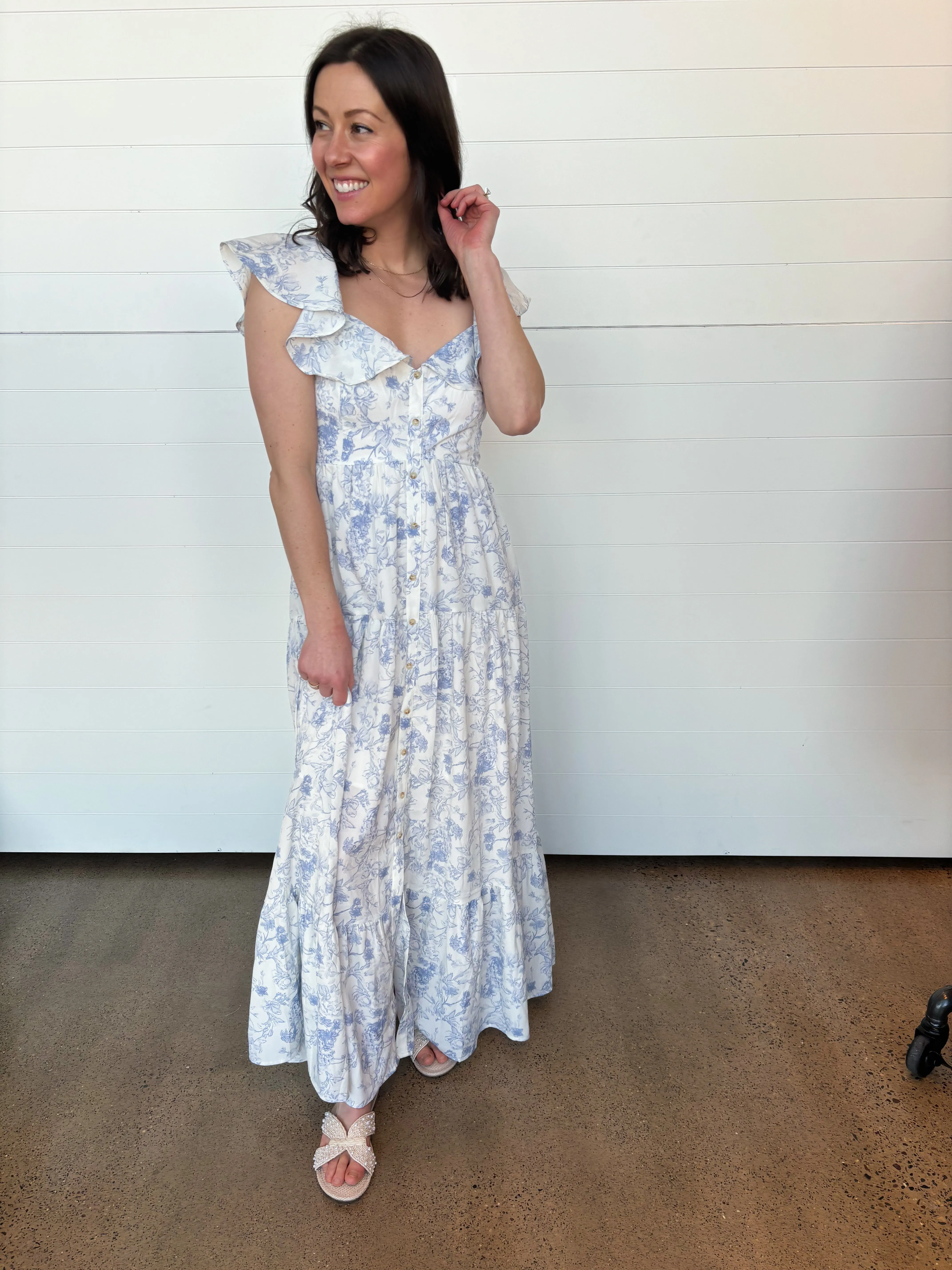 The Annabella Ruffle Sleeve Floral Maxi Dress