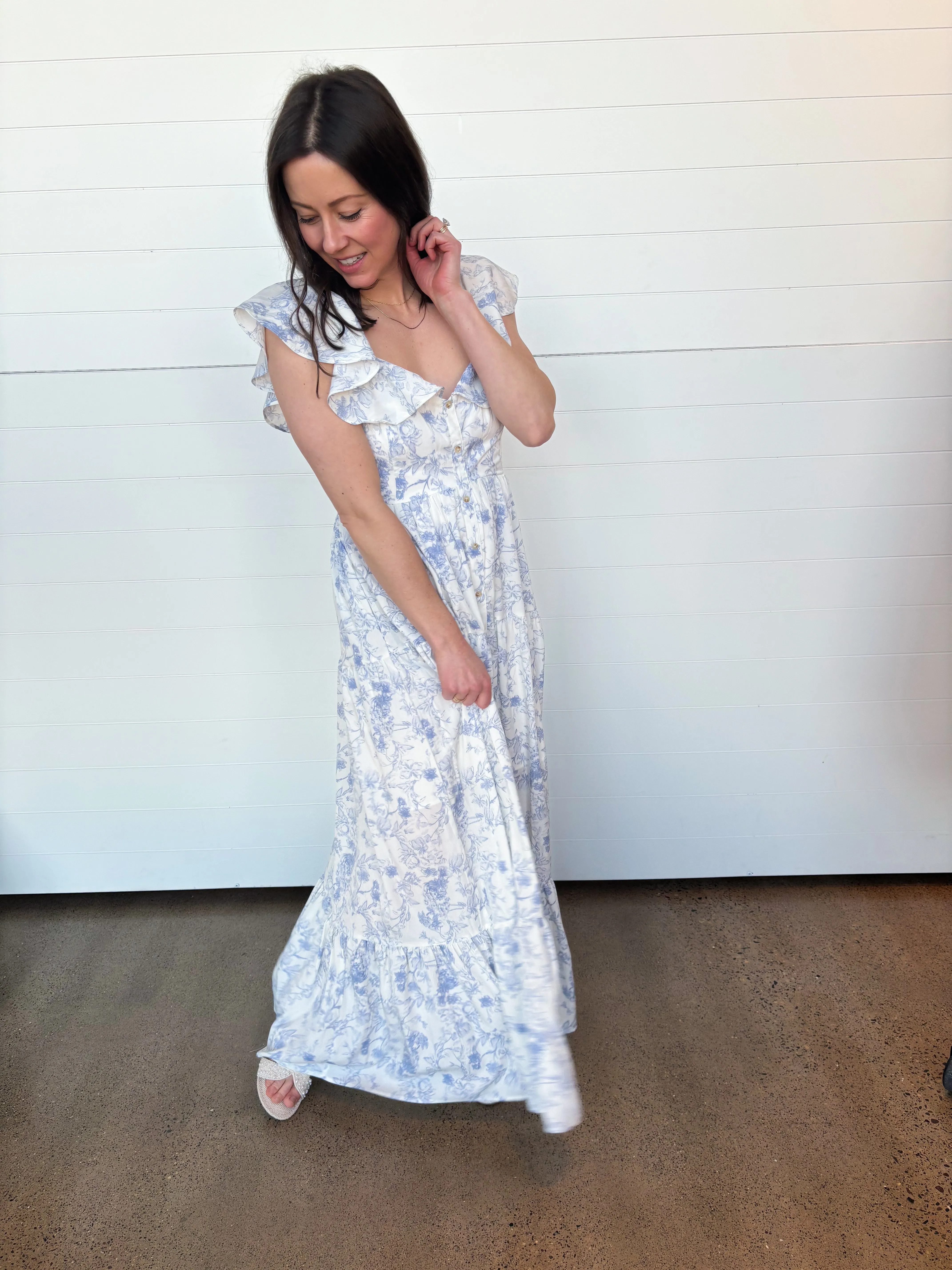 The Annabella Ruffle Sleeve Floral Maxi Dress