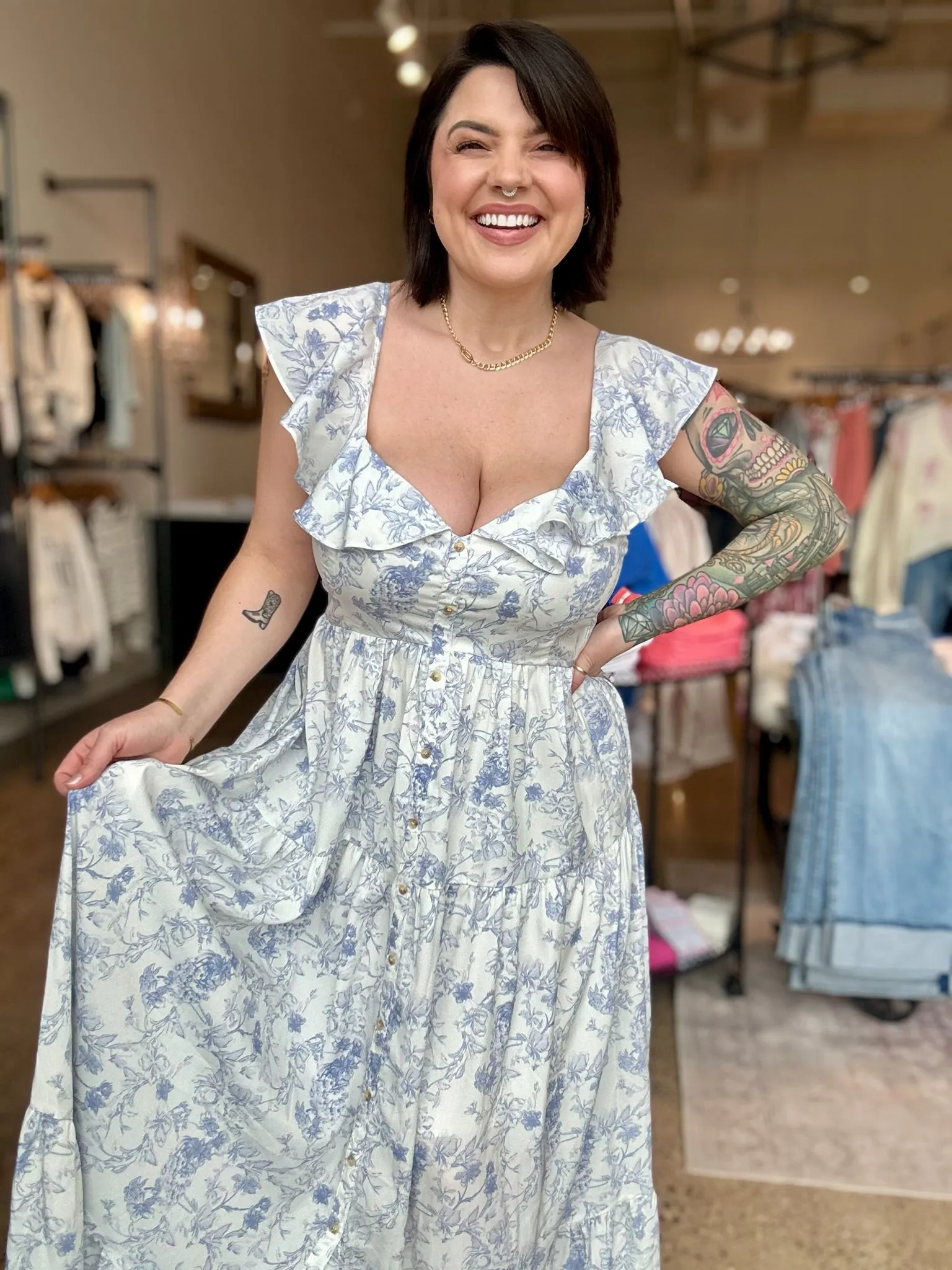 The Annabella Ruffle Sleeve Floral Maxi Dress