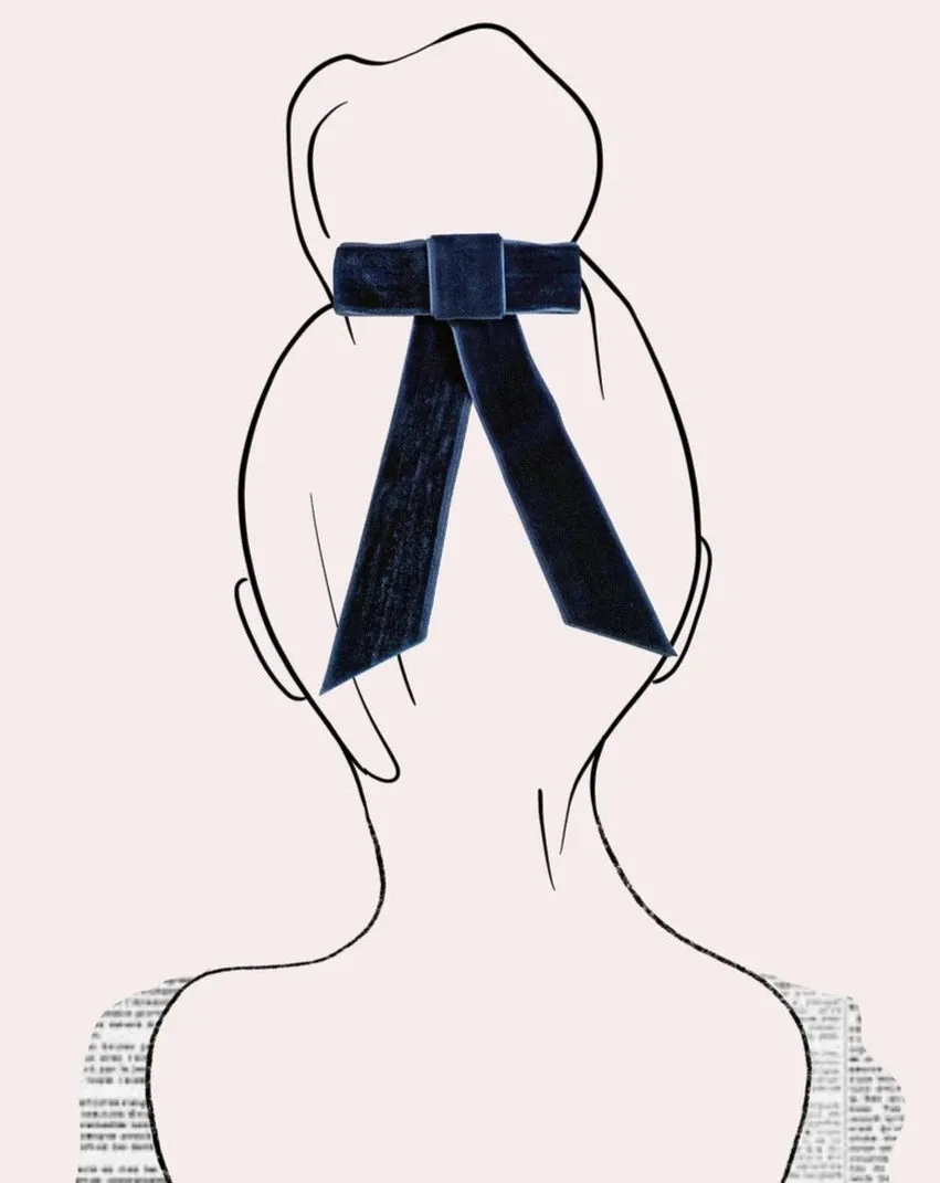 The Delilah Velvet Hair Bow - Navy