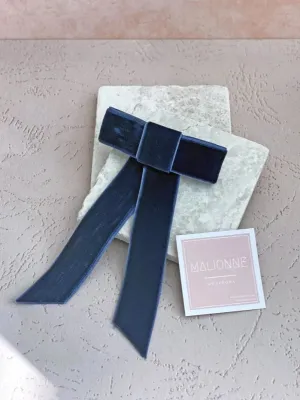 The Delilah Velvet Hair Bow - Navy