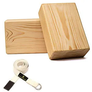 The gym Bucket Yoga Pilates Brick Wooden Block for Yoga Support for Decent Poses (1 Brick  Strap)