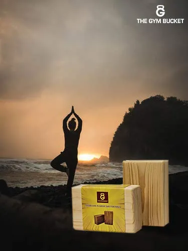 The gym Bucket Yoga Pilates Brick Wooden Block for Yoga Support for Decent Poses (1 Brick  Strap)