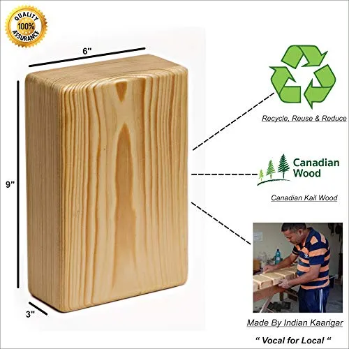 The gym Bucket Yoga Pilates Brick Wooden Block for Yoga Support for Decent Poses (1 Brick  Strap)