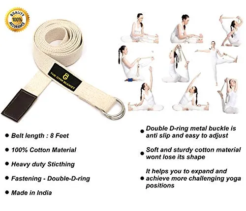 The gym Bucket Yoga Pilates Brick Wooden Block for Yoga Support for Decent Poses (1 Brick  Strap)