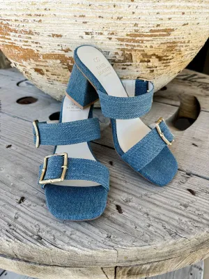 The Havana Denim Buckle Heel