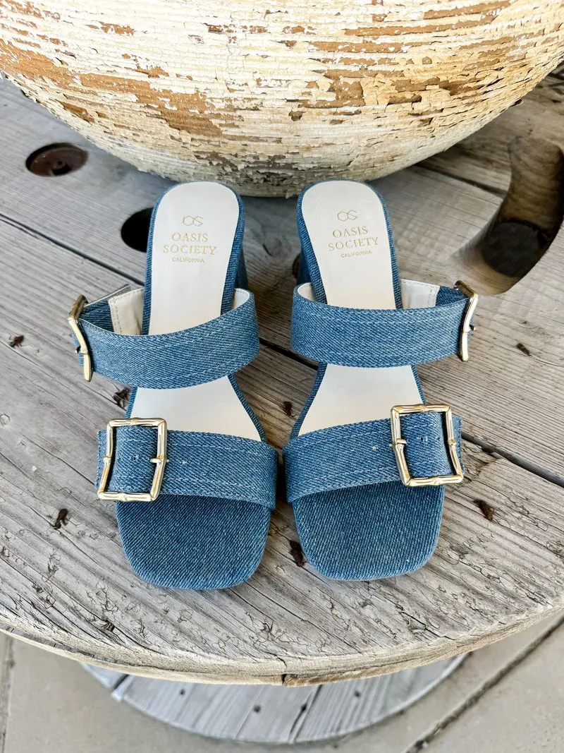 The Havana Denim Buckle Heel