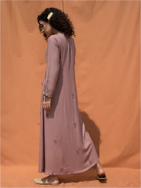 The Uschi- Mauve Block Printed Angrakha Dress