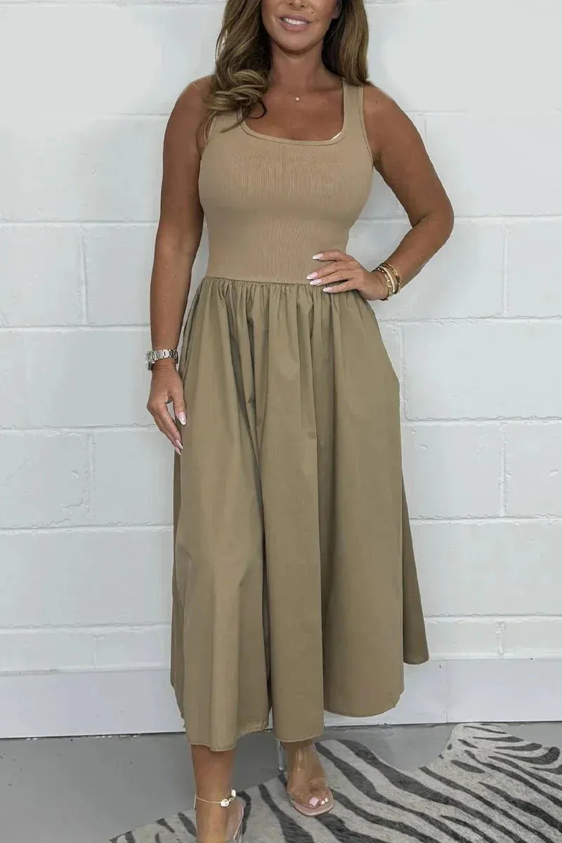 Thea | Sleeveless Square Neck A-Line Dress